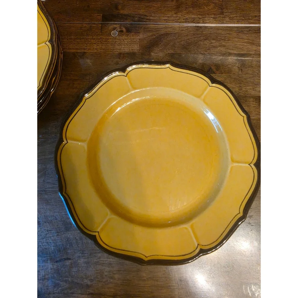 Metlox Poppytrail La Mancha Gold Dinner Plates Set of 4 Vintage Stoneware 10.5